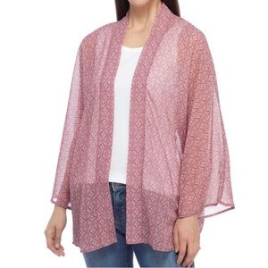 WONDERLY | Pink Printed Open Front Kimono | Size S/M
